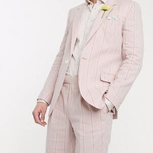 Pink Striped Linen Suit